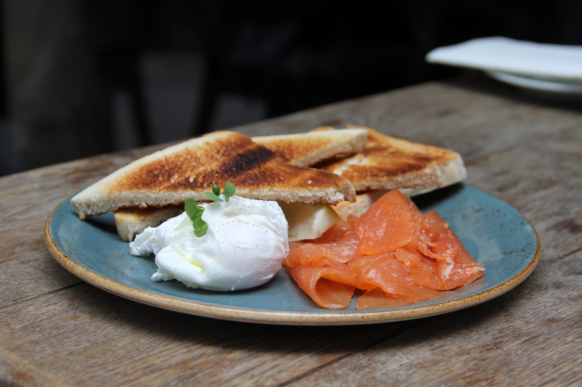 28-50 Breakfast Toast Smoked Salmon and Poached Egg